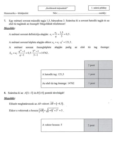 matematika erettsegi feladatok es megoldasok